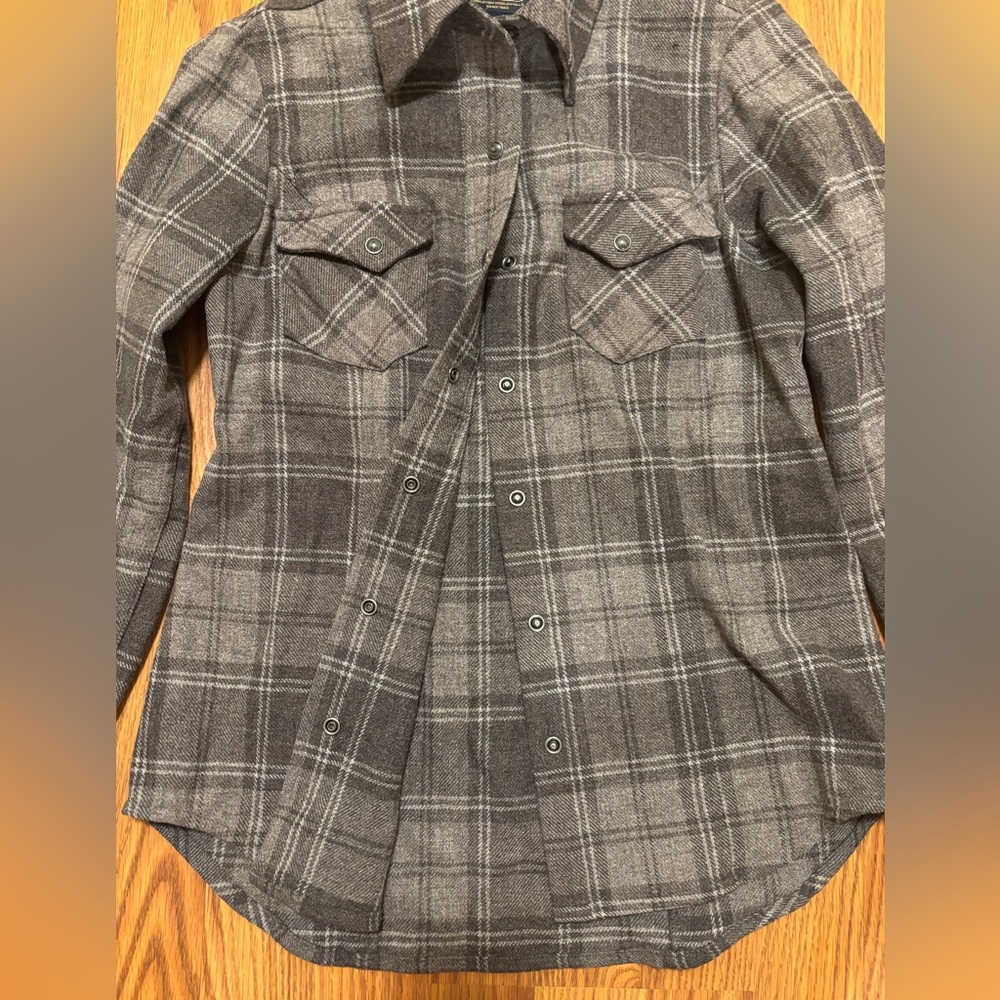 Pendleton Brown and Gray Plaid Wool Shirt Jacket - size S - Picture 3 of 12